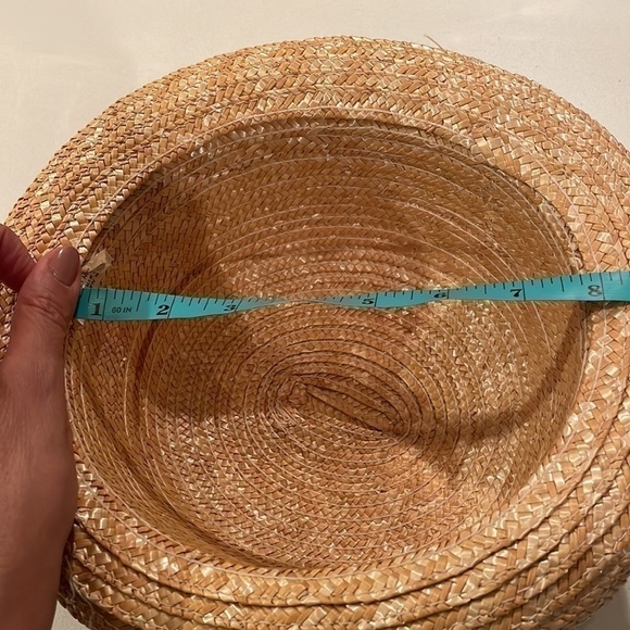 Braided  Neutral Raffia Sun Hat with black band and bow - Picture 2 of 7